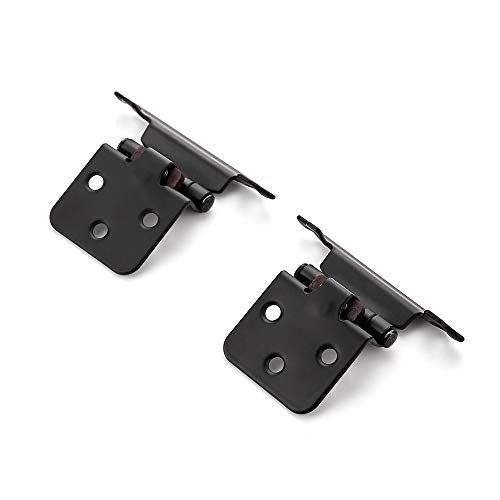Ravinte Overlay Cabinet Door Hinges Kitchen Black Semi-Concealed Hinges Face Mount Self-Closing Cabinet Hardware with Bumpers & Screwdriver
