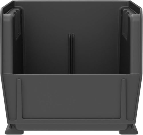 Akro-Mils 30230 AkroBins Plastic Storage Bins, Space-Saving Stackable Bins for Garage, Pantry, Craft Organization, 11-" x 5-" x 5-", Black, 12-Pack