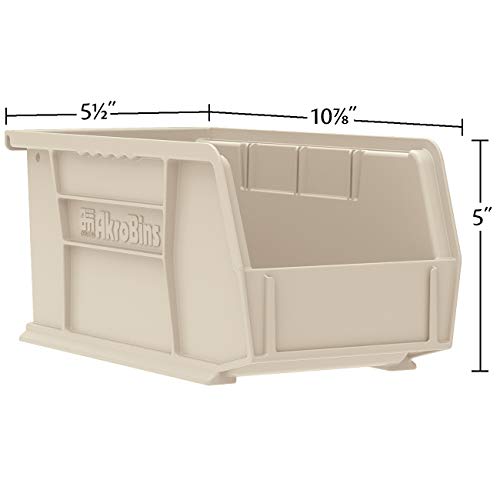 Akro-Mils 30230 AkroBins Plastic Storage Bins, Space-Saving Stackable Bins for Garage, Pantry, Craft Organization, 11-" x 5-" x 5-", Black, 12-Pack