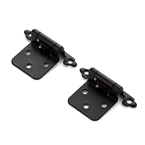 Ravinte Overlay Cabinet Door Hinges Kitchen Black Semi-Concealed Hinges Face Mount Self-Closing Cabinet Hardware with Bumpers & Screwdriver