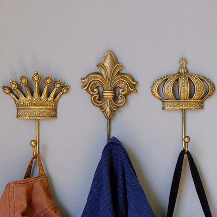 Vintage Crown Decorative Wall Hooks with Screws Set of 3