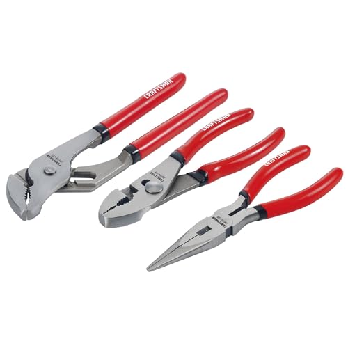 CRAFTSMAN Pliers Set, 3 Piece Set, Long Nose, Slip Joint, 8 Inch Groove (CMHT84103R)