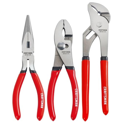 CRAFTSMAN Pliers Set, 3 Piece Set, Long Nose, Slip Joint, 8 Inch Groove (CMHT84103R)