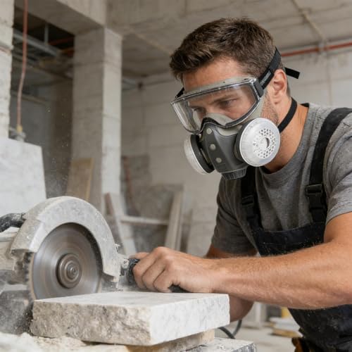 Integrated Full Face Respirator Mask with Goggles