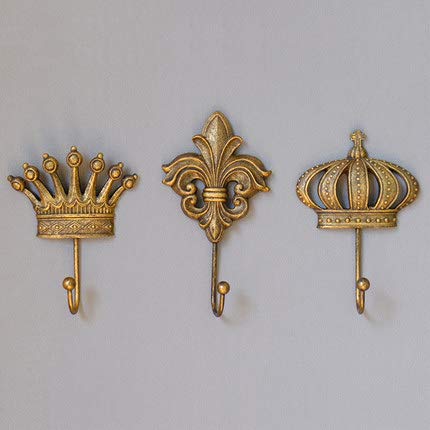 Vintage Crown Decorative Wall Hooks with Screws Set of 3