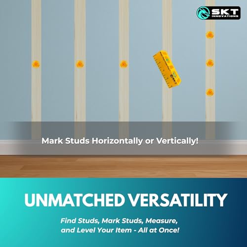 Magic Stud Finder Plus – 3-in-1 Magnetic Stud Finder with Level & Ruler, Extra-Strong Neodymium Magnets, No Electronics, Includes 3 Xtreme Magnets & 6" Steel Ruler for Hanging TV, Shelves, Art
