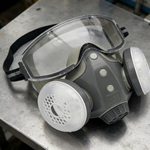 Integrated Full Face Respirator Mask with Goggles