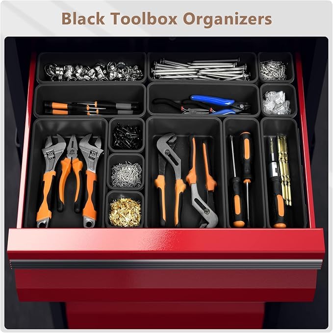 Tool Box Organizer Tray Divider Set【Single Size】 Desk Drawer Organizer Bin, Garage Organization and Storage Toolbox for Rolling Tool Chest Cart Cabinet WorkBench Part Widget