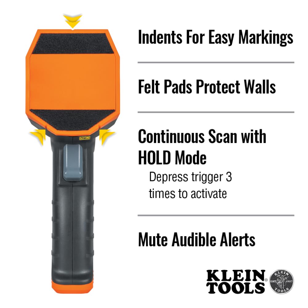 Klein Tools ESF150LL Electronic Stud Finder with Cross-Line Lasers, Bubble Level, Laser Class 3R; ≤5mW; 15-Foot in All Directions, for Wood and Metal Studs, LED and Audio Alert, Batteries Included