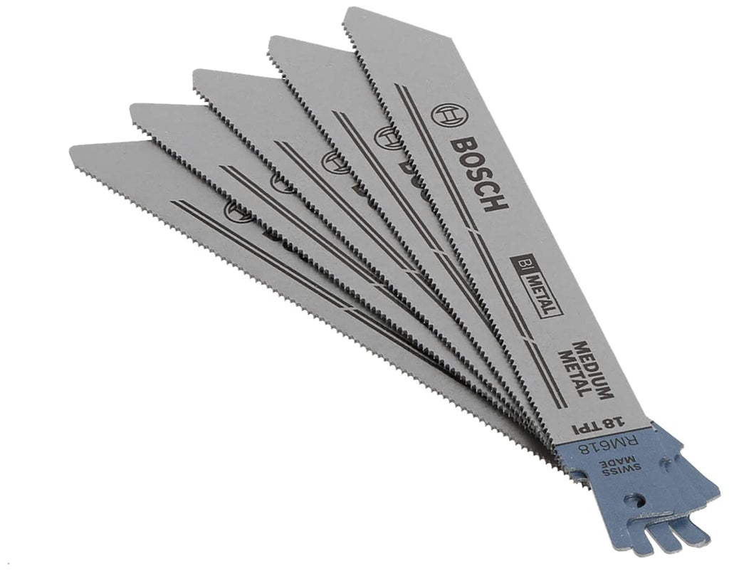 Bosch RM618 6-Inch 18T Metal Cutting reciprocating Saw Blades - 5 Pack, Blue