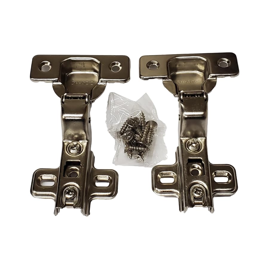 Lock Connection™-Inset Cabinet European Hinges, Non-Soft Close, Screw Mount, 105 Degree 2 Way Adjustable Concealed Kitchen Cabinet Door Hinges with Screws