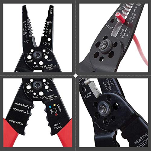 WGGE WG-015 Professional 8-inch Wire Stripper/wire crimping tool, Wire Cutter, Wire Crimper, Cable Stripper, Wiring Tools and Multi-Function Hand Tool
