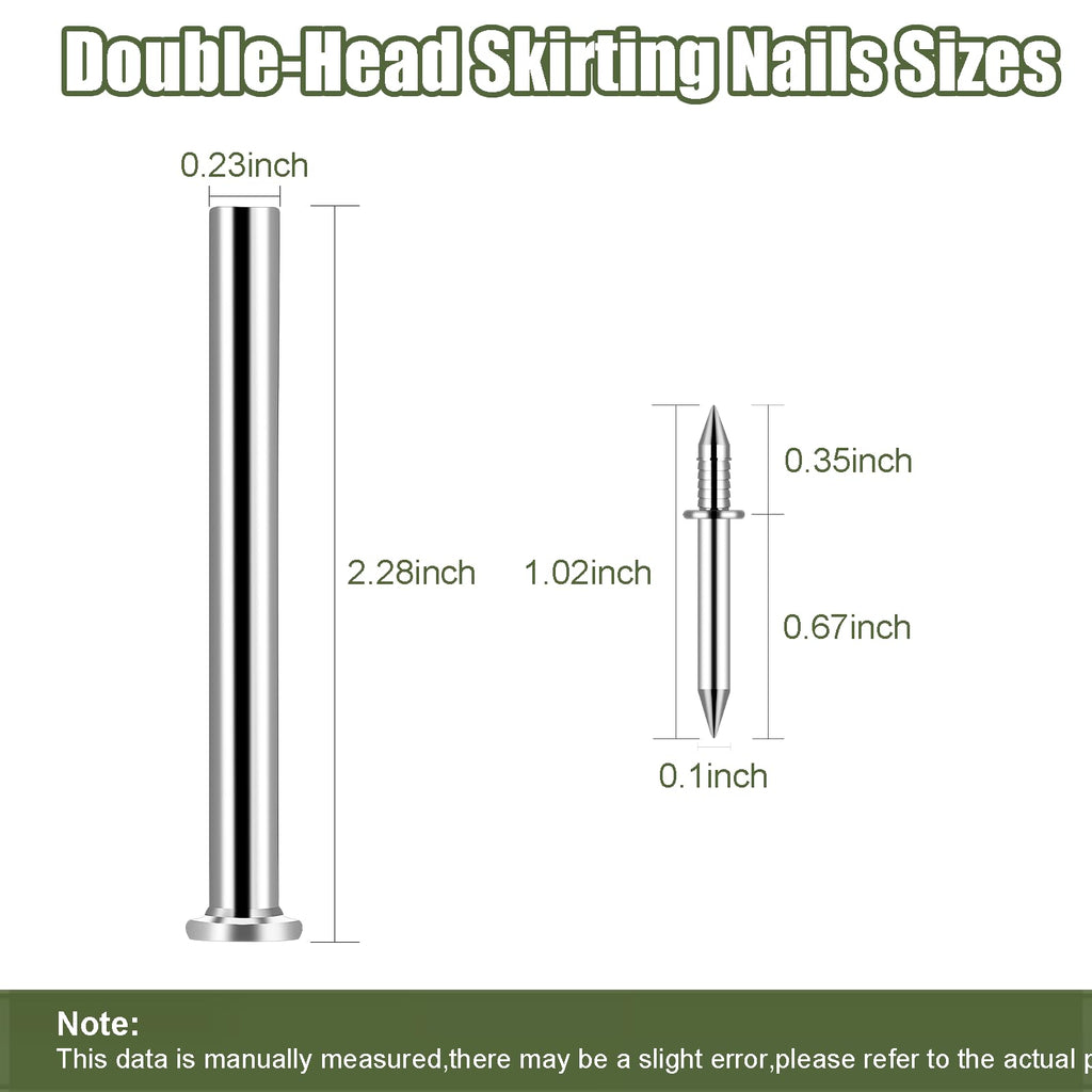 600 pcs Hardware Nails Double-Headed Skirting Nails with 6 Sleeve Tools - Invisible Seamless Baseboard Installation Nails for Trim & Boards, 2-Sided Design (Value Pack)