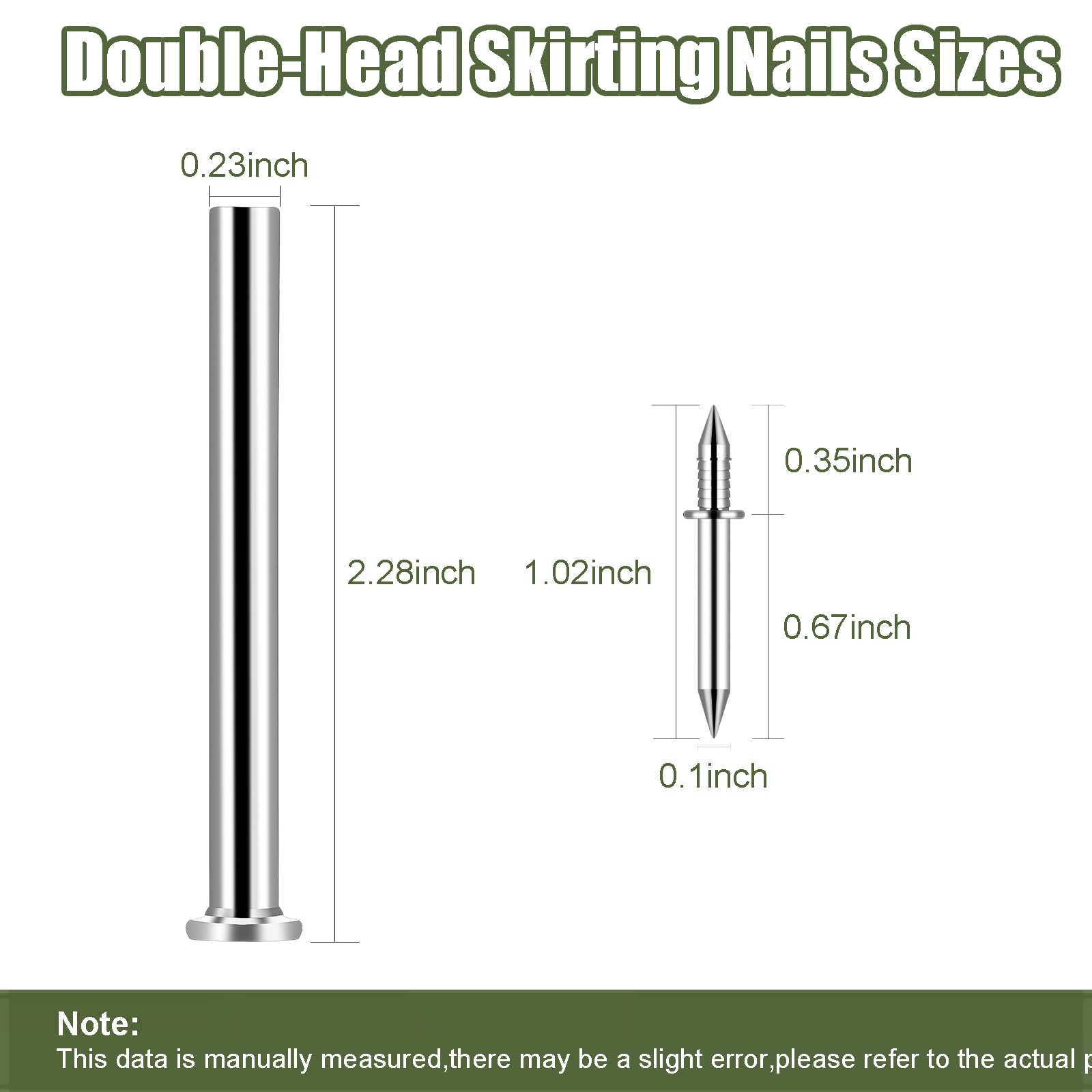 600 pcs Hardware Nails Double-Headed Skirting Nails with 6 Sleeve Tools - Invisible Seamless Baseboard Installation Nails for Trim & Boards, 2-Sided Design (Value Pack)