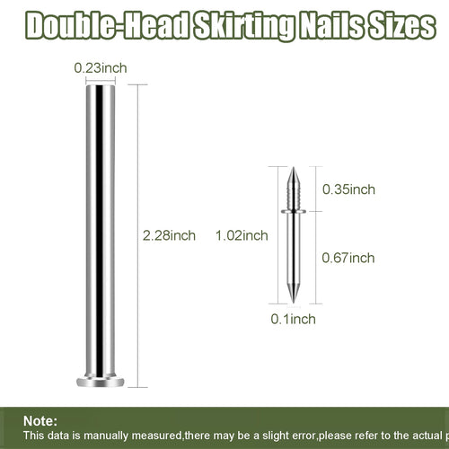 600 pcs Hardware Nails Double-Headed Skirting Nails with 6 Sleeve Tools - Invisible Seamless Baseboard Installation Nails for Trim & Boards, 2-Sided Design (Value Pack)