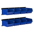 UNITEDPOWER Wall Storage Bins, Storage Rack 8 Bins&2 Rails Wall Mount Tool Organizer for Garage