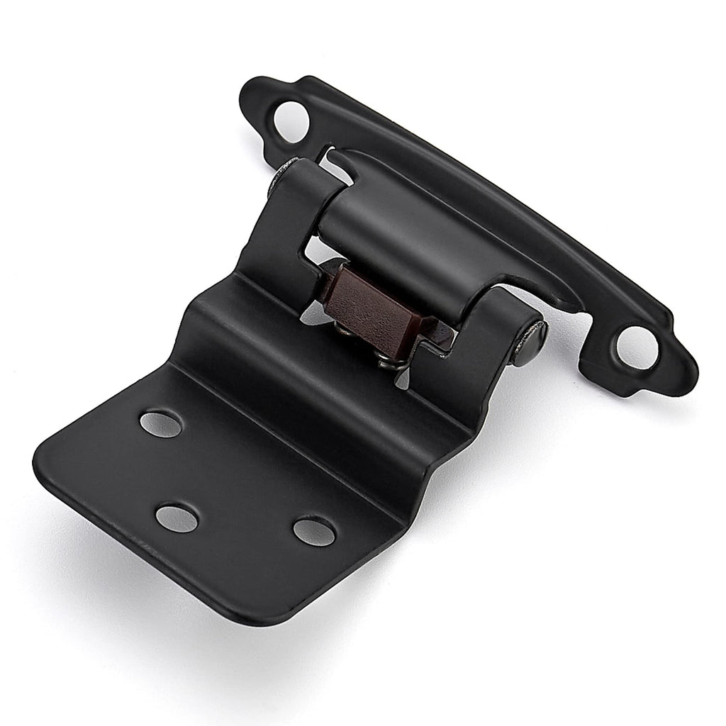 Ravinte Overlay Cabinet Door Hinges Kitchen Black Semi-Concealed Hinges Face Mount Self-Closing Cabinet Hardware with Bumpers & Screwdriver