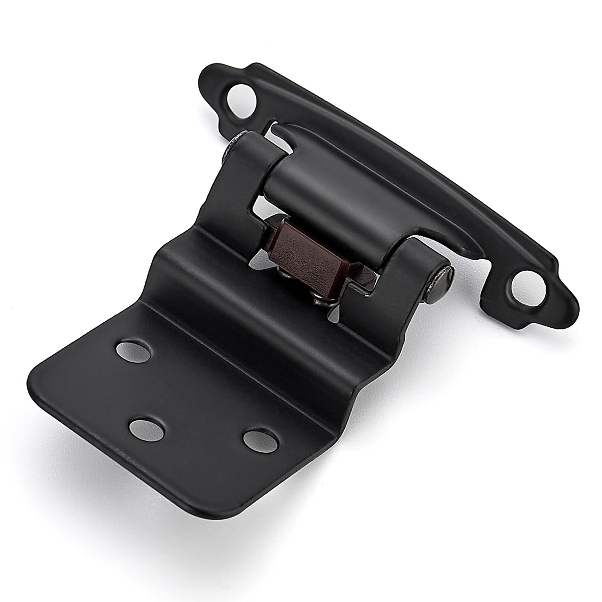 Ravinte Overlay Cabinet Door Hinges Kitchen Black Semi-Concealed Hinges Face Mount Self-Closing Cabinet Hardware with Bumpers & Screwdriver