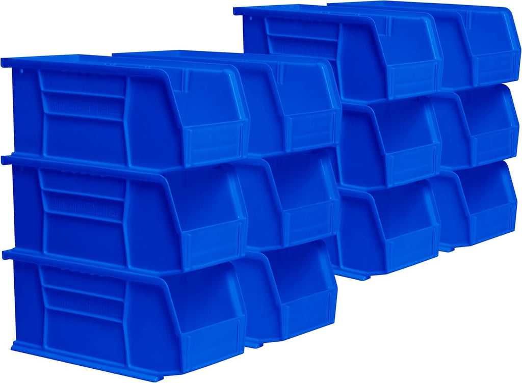Akro-Mils 30230 AkroBins Plastic Storage Bins, Space-Saving Stackable Bins for Garage, Pantry, Craft Organization, 11-" x 5-" x 5-", Black, 12-Pack