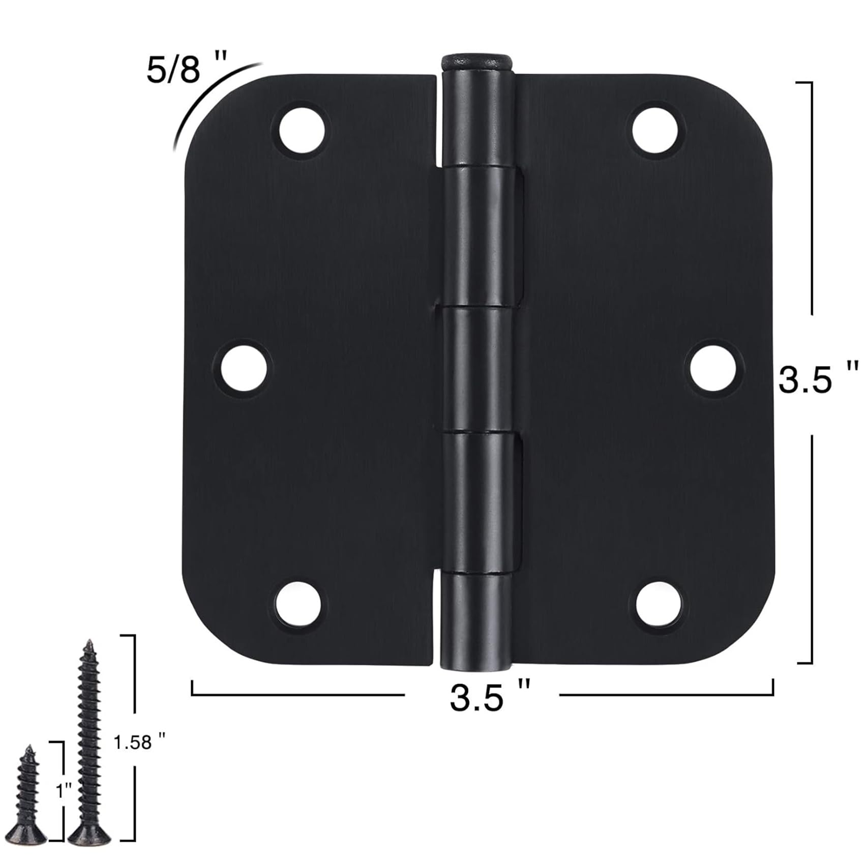 3.5-Inch Interior Door Hinges with Rounded Corners