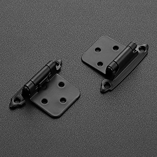 Ravinte Overlay Cabinet Door Hinges Kitchen Black Semi-Concealed Hinges Face Mount Self-Closing Cabinet Hardware with Bumpers & Screwdriver