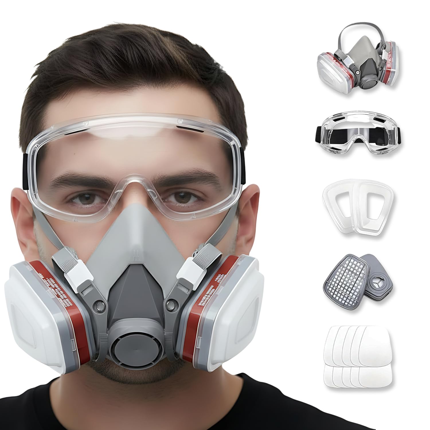 Tesoro Moda Respirator Mask with Goggles and 10 Filters