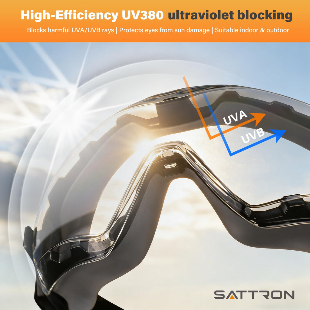 Safety Goggles Over Glasses, Anti Fog ANSI Z87.1 Scratch & Impact Resistance UV Protection
