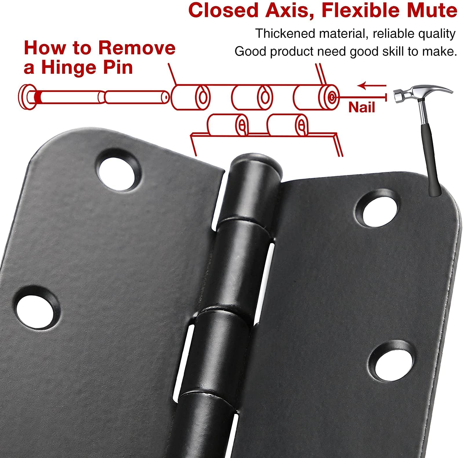 3.5-Inch Interior Door Hinges with Rounded Corners