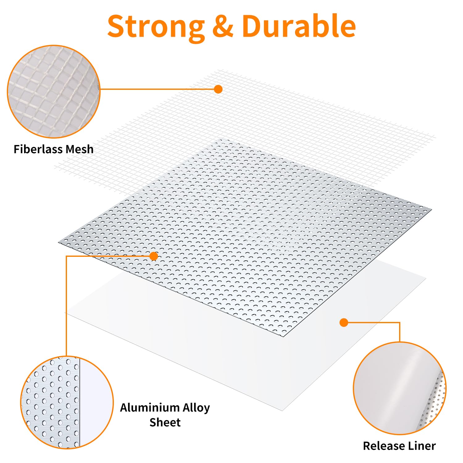 Wall Patch Kit, 15 Pieces Aluminum Self-Adhesive Mesh Repair Patches for Drywall, Multiple Sizes 2/4/6/8 Inch, Permanently Repairs Damaged Walls and Ceilings