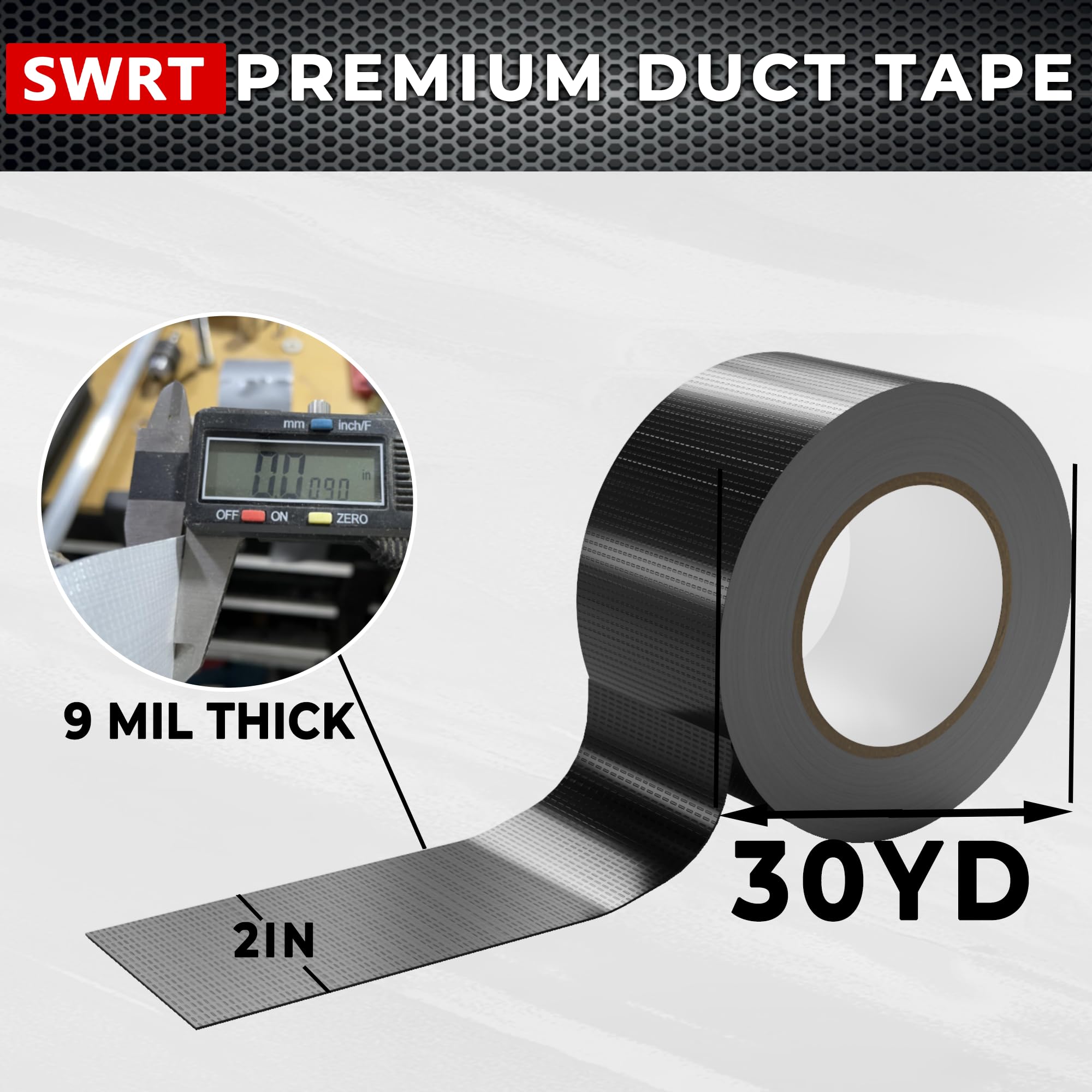 SWRT 2Pack Duct Tape White Heavy Duty - 9 Mil White Duct Tape Strong Adhesive, 2 in x 30 YD (Total 60YD)