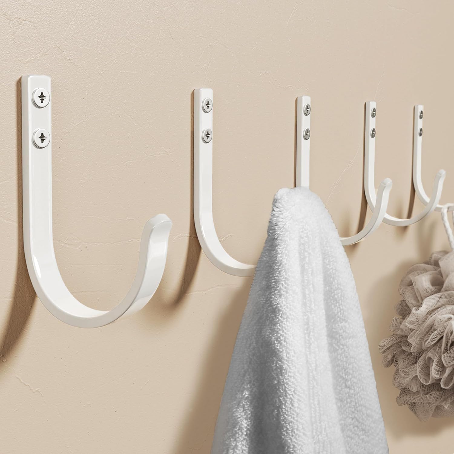 Josmimic Wall Hooks for Hanging Towel/Coat - 22LB Screw in Metal Hanger Wall Mount, for Outdoor, Closet, Door, Bathrooms, for Backpack, Robe