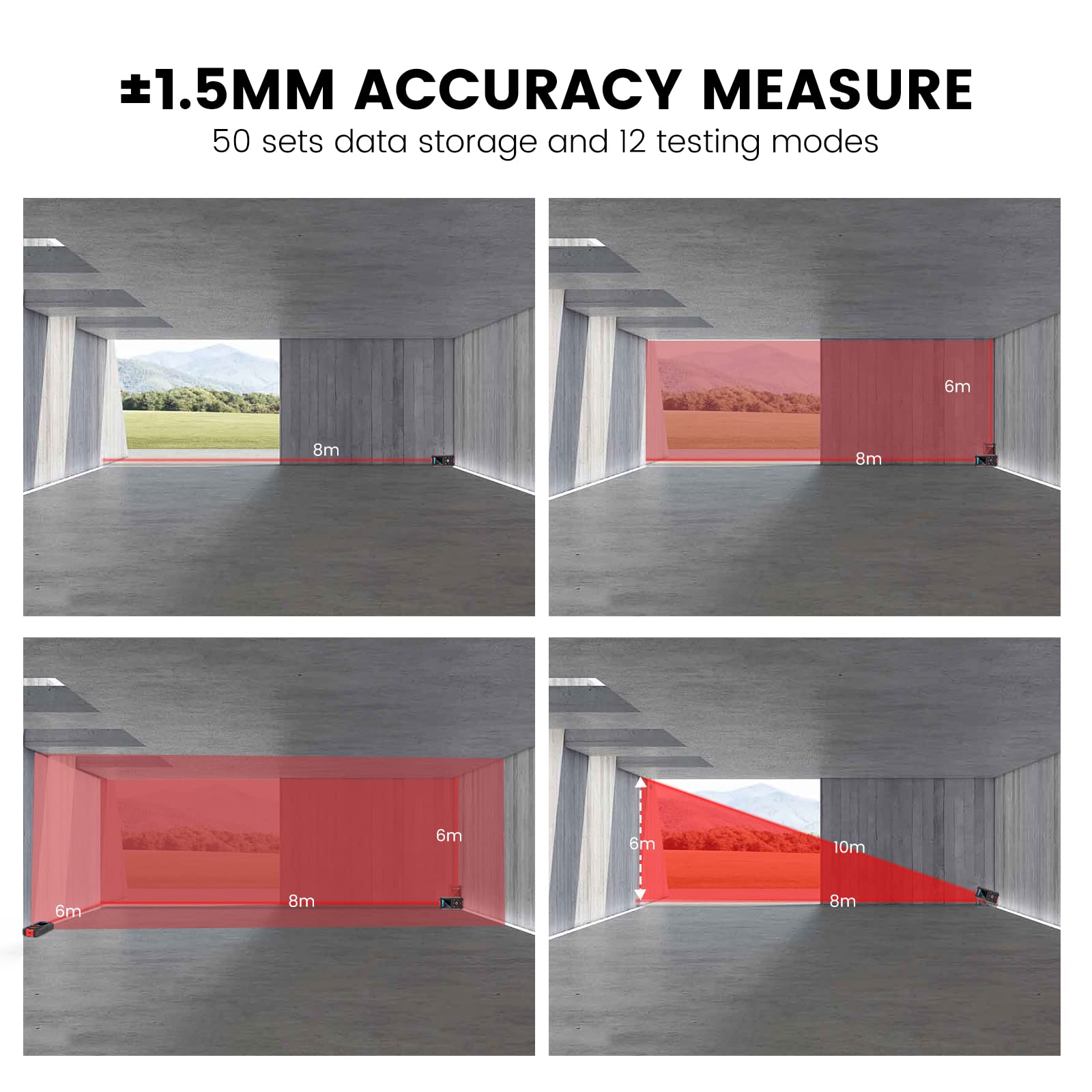 KOLSOL Stud Finder with 196ft Laser Measure, 3 in 1 Electric Wall Scanner Sensor with ±0.1° Digital Level Lithium Battery, LCD Studs Detector Audio Broadcast for Wood Magnetic Metal AC Wire Finding