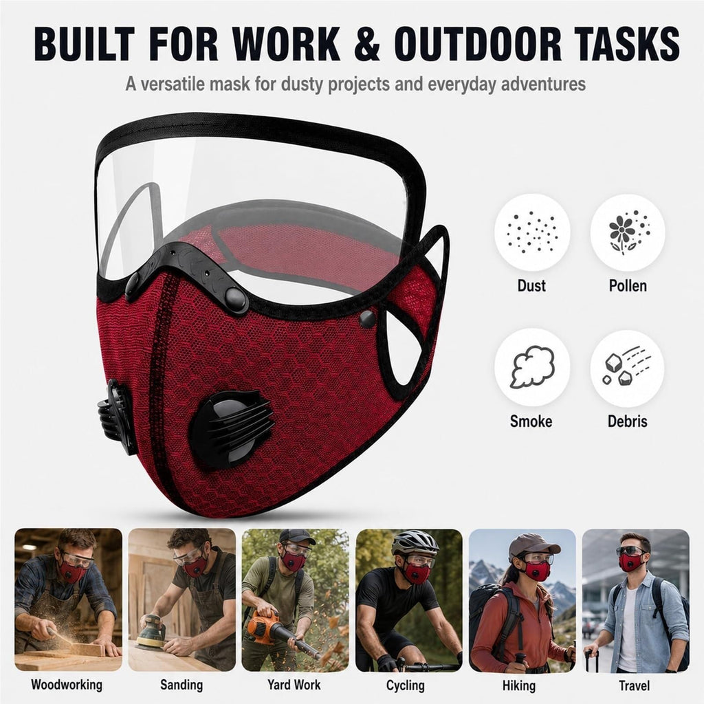 Reusable Carbon Filter Dust Mask with Detachable Eye Protection
