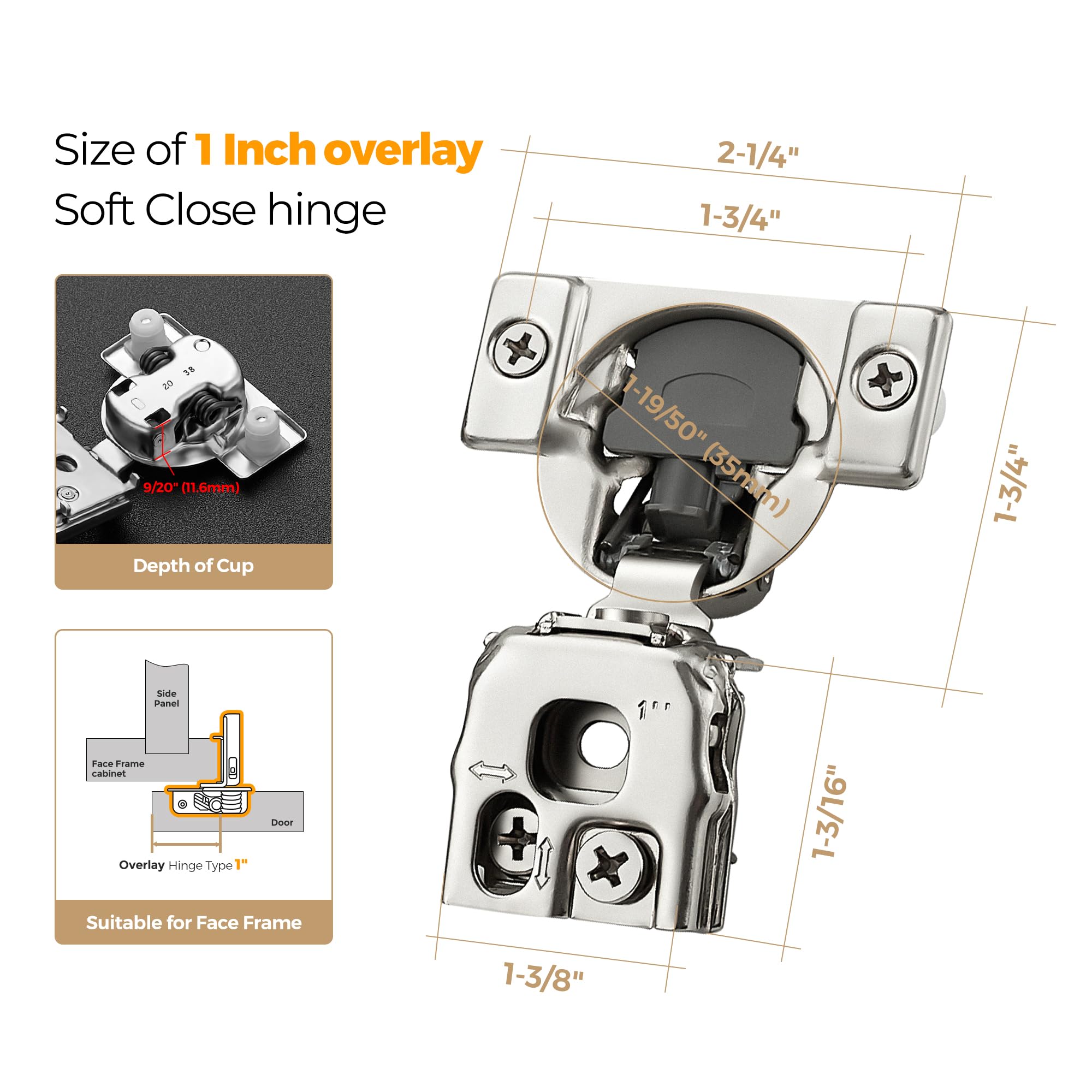 Soft Close Hinges for Kitchen Cabinet Hinges Satin Nickel Hidden Hinges Stainless Steel Concealed Hinge self Closing
