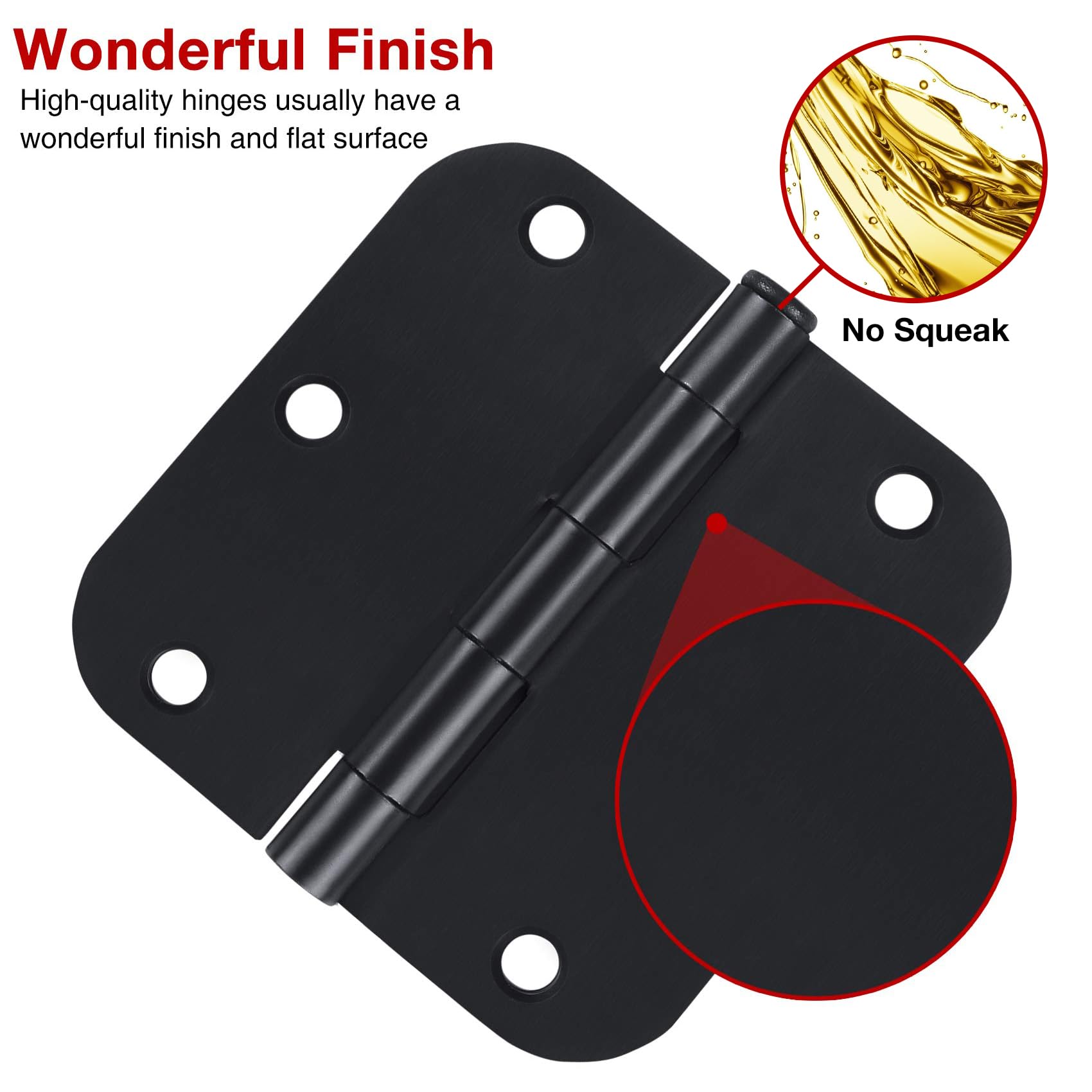 3.5-Inch Interior Door Hinges with Rounded Corners
