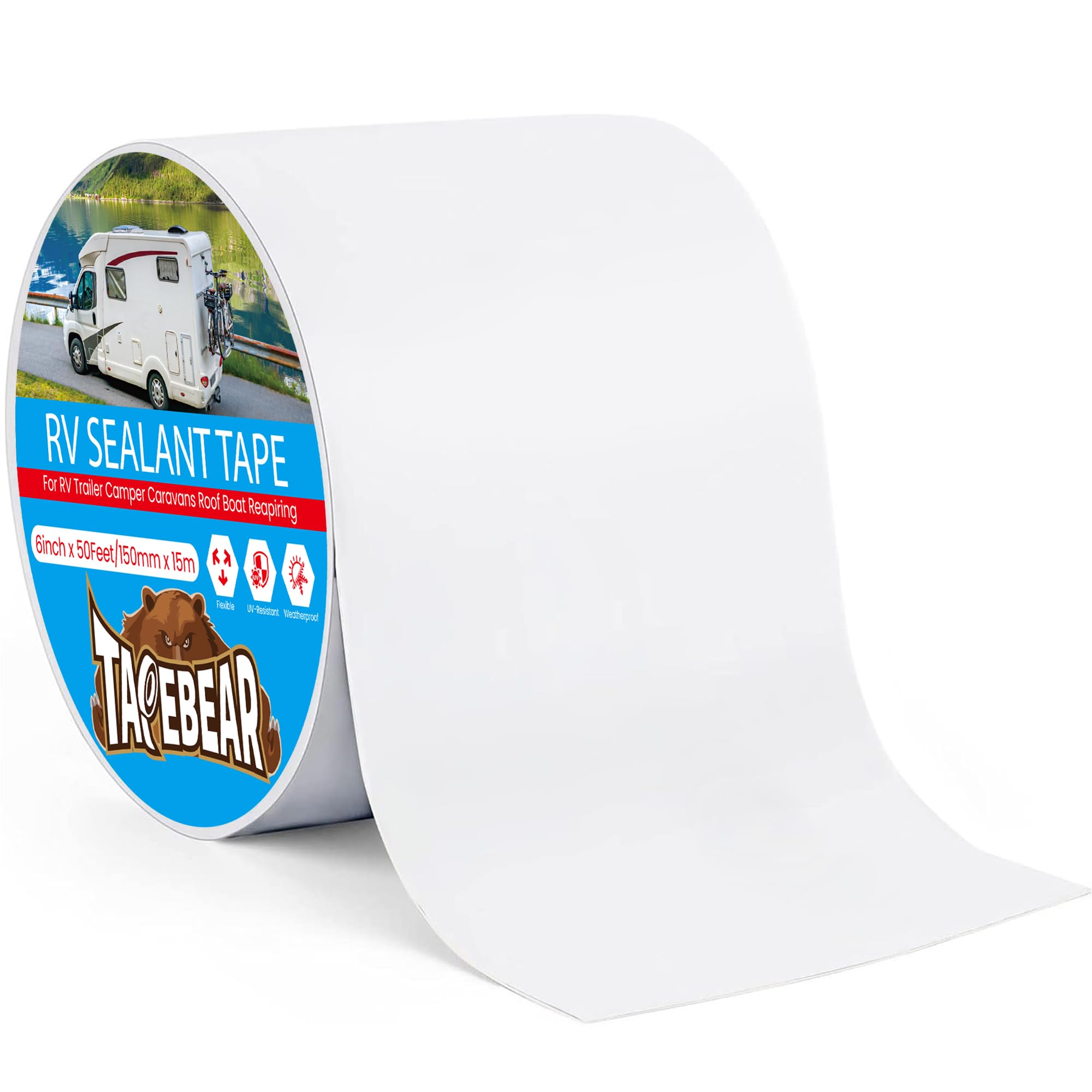 TAPEBEAR White RV Roof Repair Tape for Leak Sealing