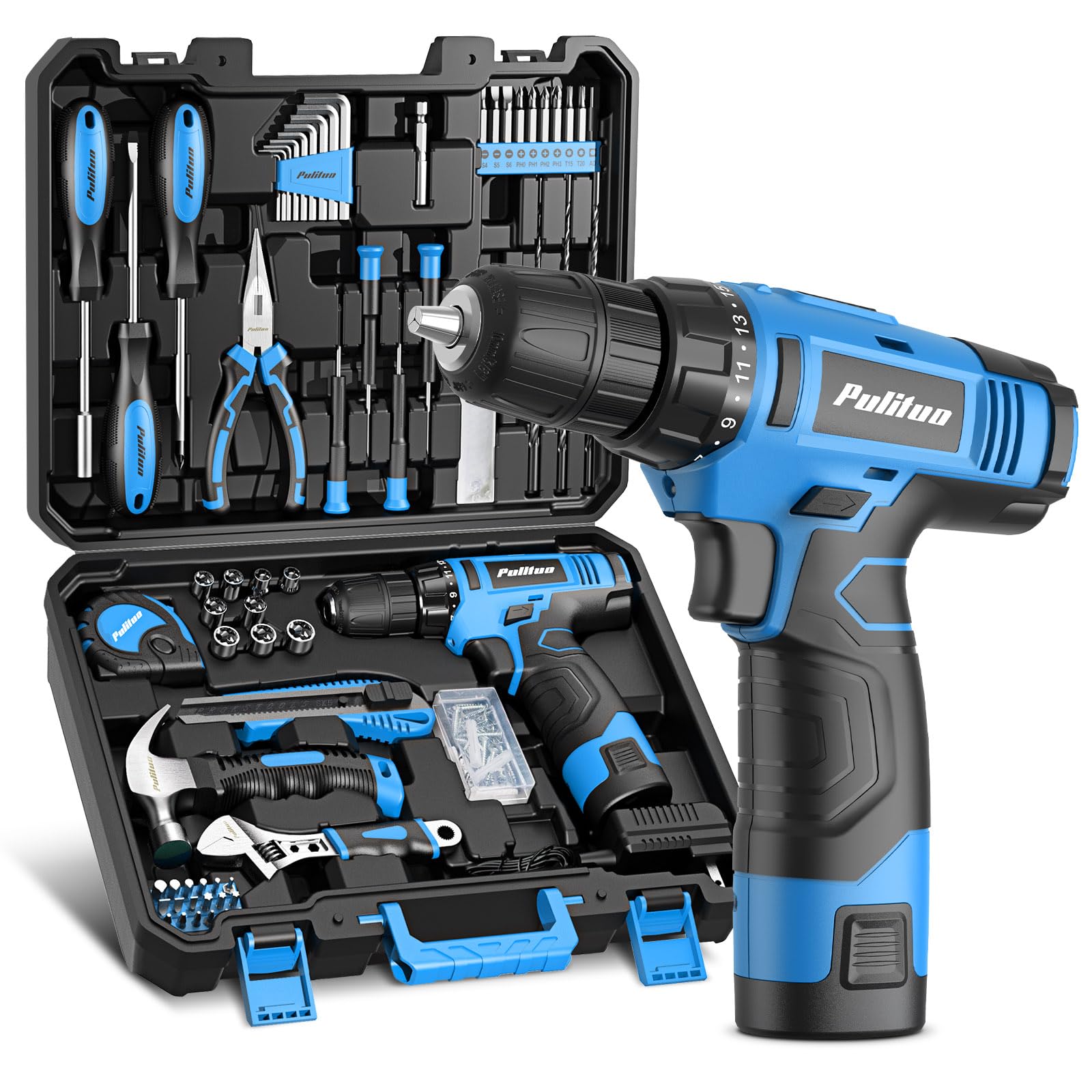 PULITUO 20V Cordless Drill Driver with 2 Batteries