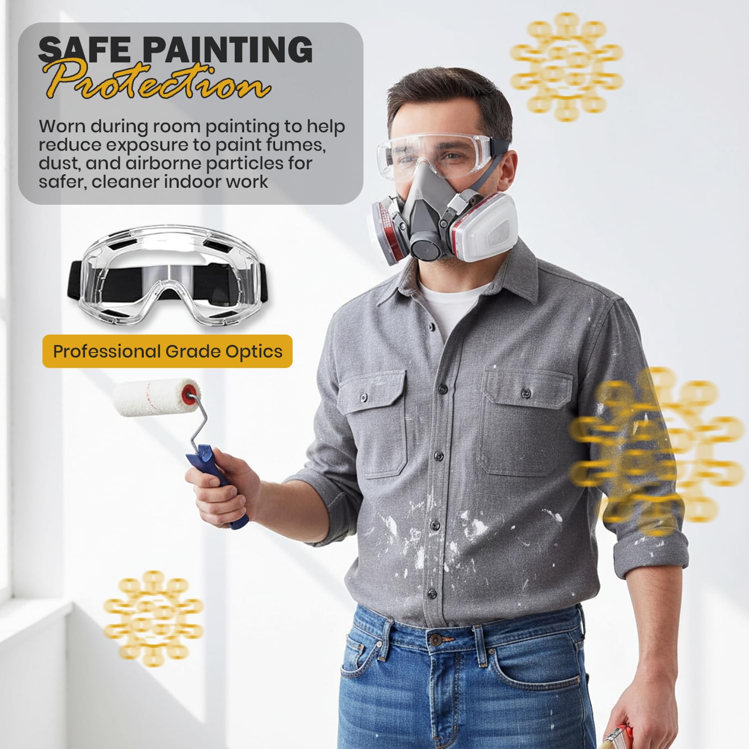 Tesoro Moda Respirator Mask with Goggles and 10 Filters