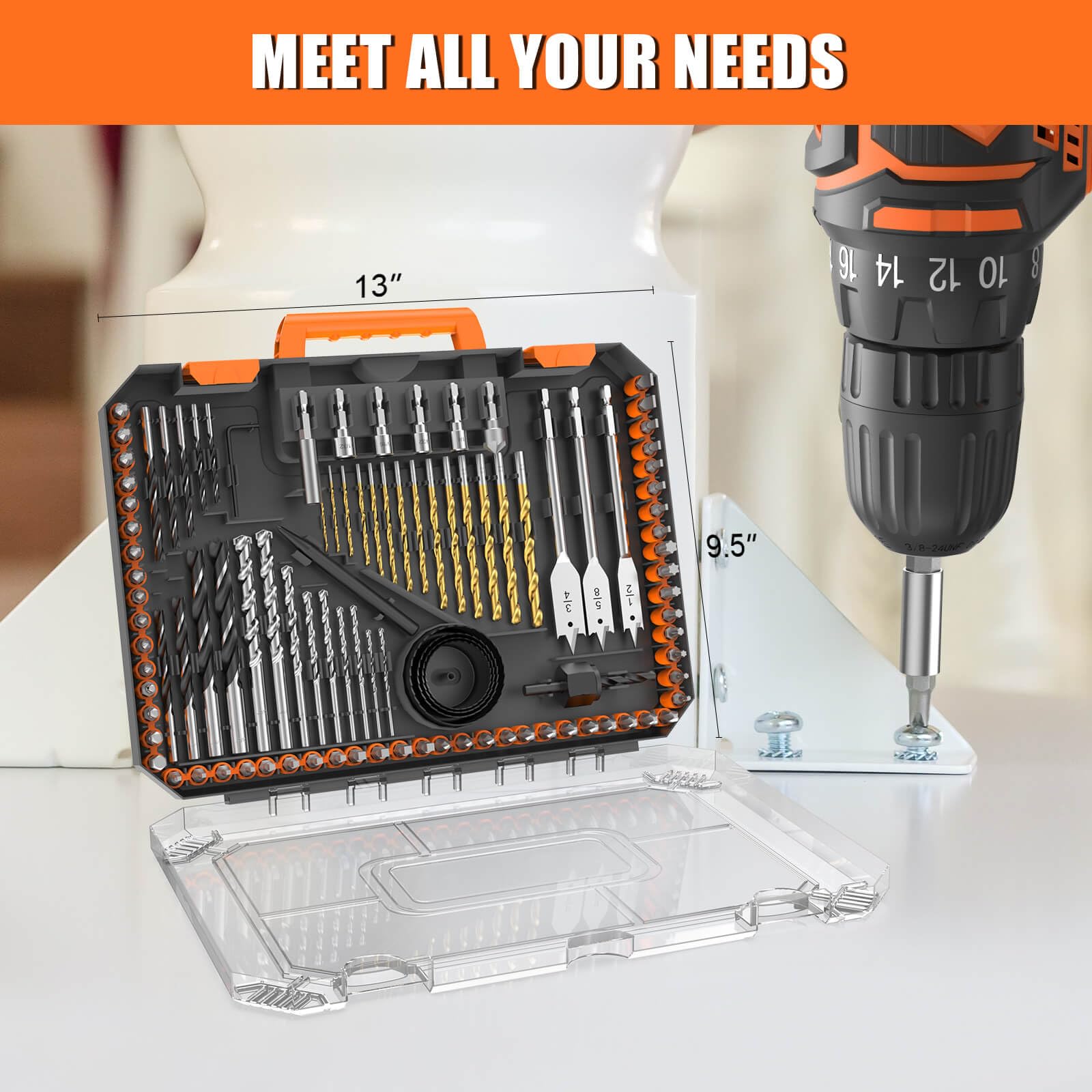 ENERTWIST Drill and Driver Bit Set with Tough Case