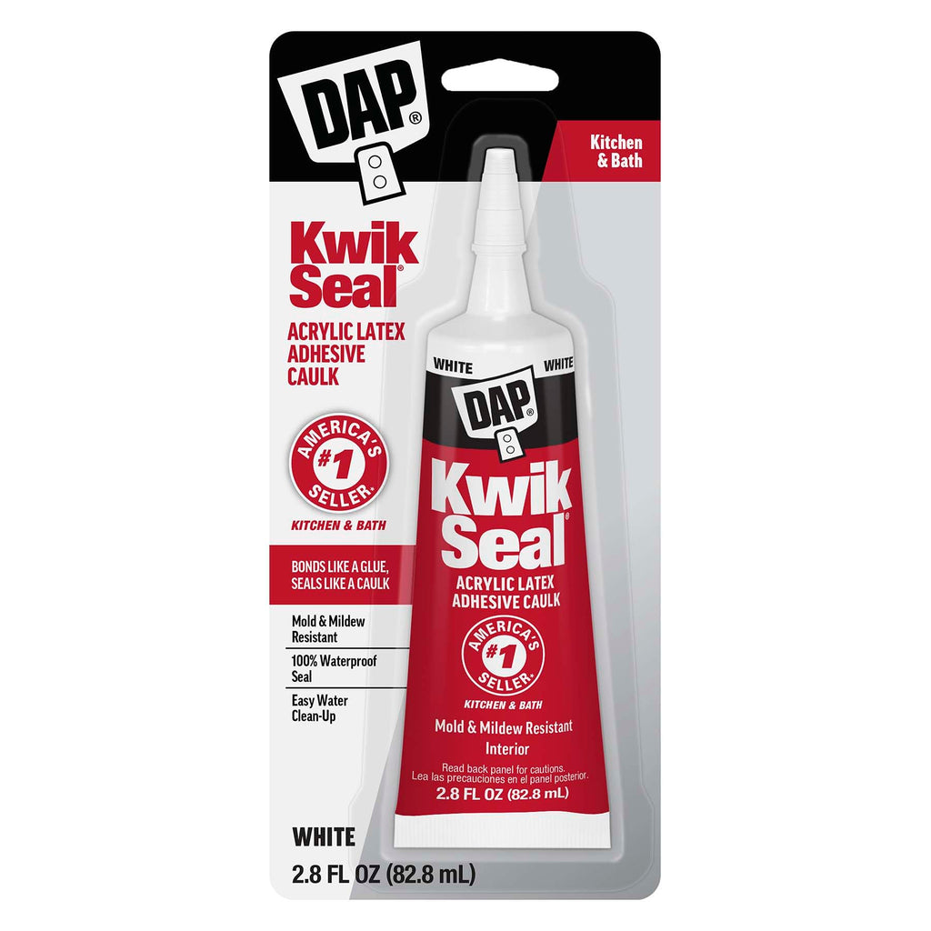 DAP Kwik Seal Kitchen & Bath Adhesive Caulk, White, 2.8 oz (7079800954)