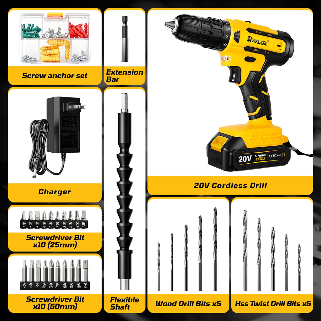Cordless Drill Set,Electric Power Drill Cordless,Power Drill Drivers