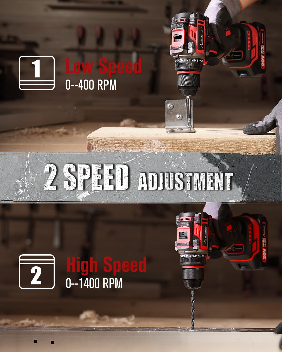 AVID POWER 20V Brushless Cordless Drill Set