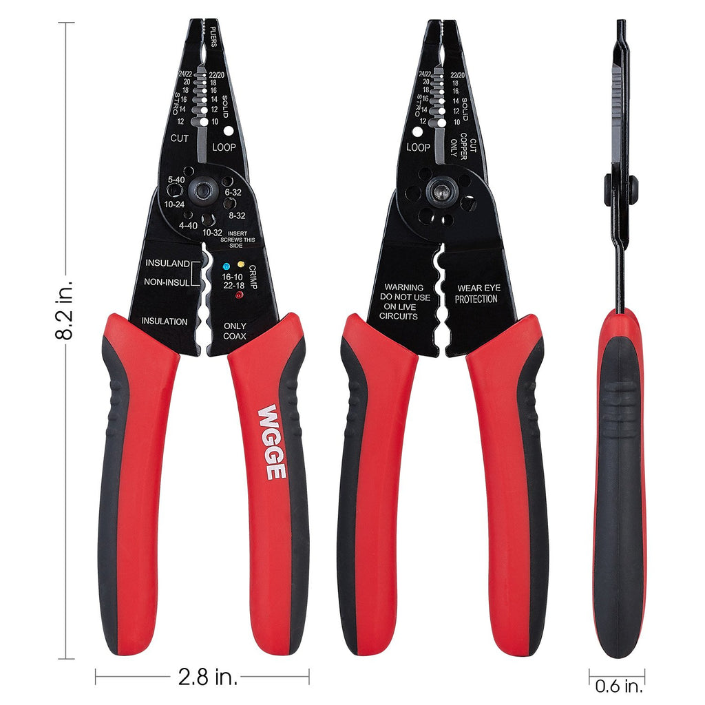 WGGE WG-015 Professional 8-inch Wire Stripper/wire crimping tool, Wire Cutter, Wire Crimper, Cable Stripper, Wiring Tools and Multi-Function Hand Tool