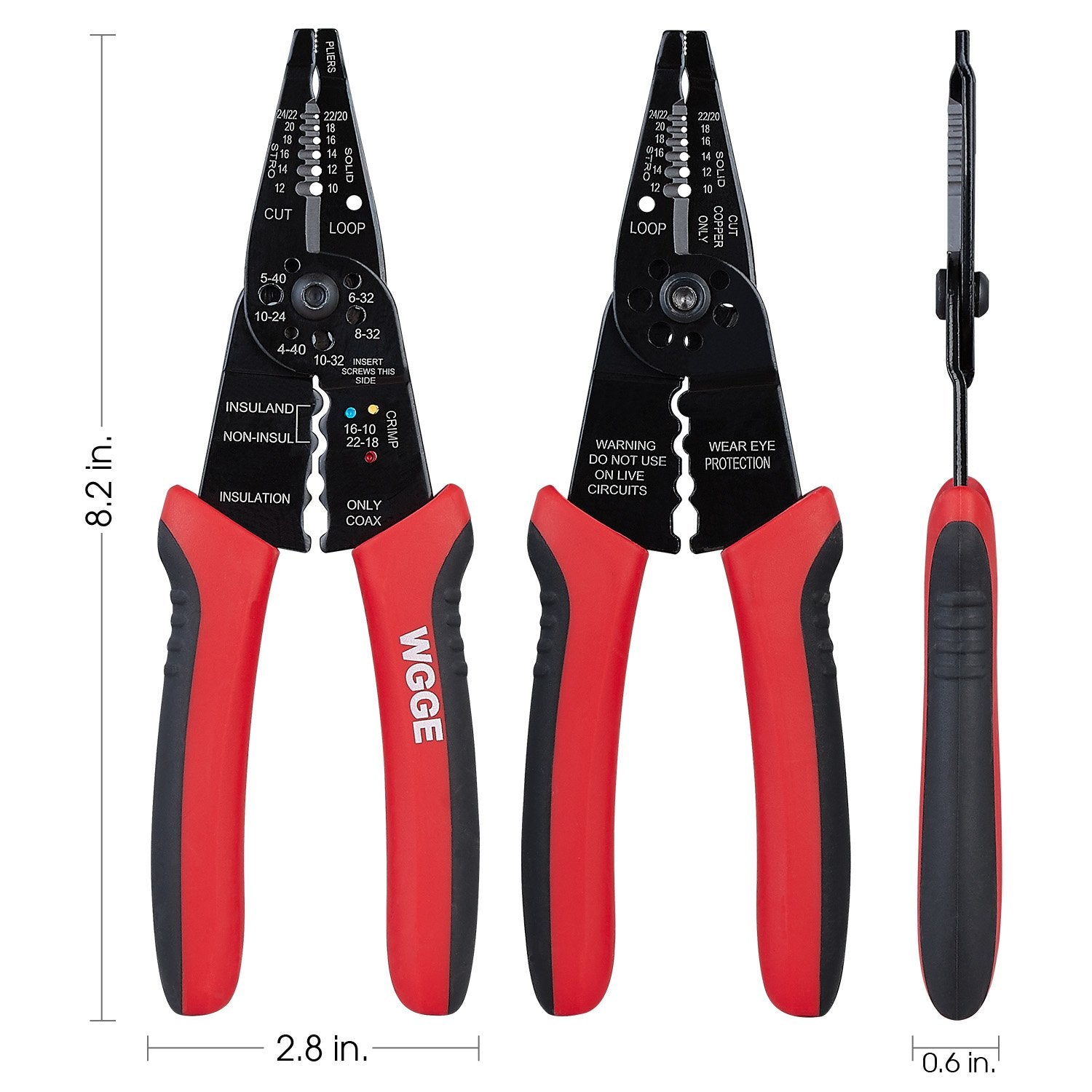 WGGE WG-015 Professional 8-inch Wire Stripper/wire crimping tool, Wire Cutter, Wire Crimper, Cable Stripper, Wiring Tools and Multi-Function Hand Tool