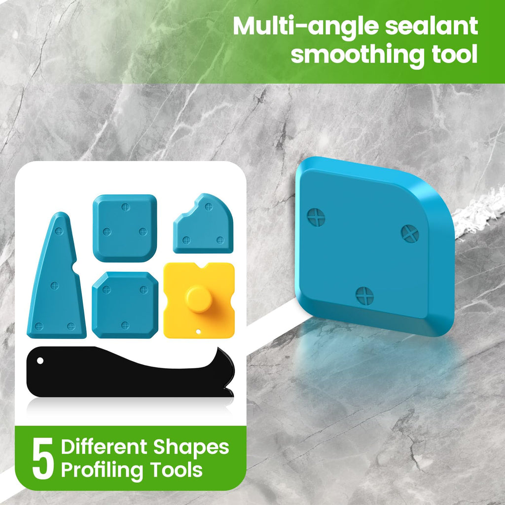 Silicone Caulking Tool (Stainless Steel Head),Caulking Sealant Finishing Tool with Grout Scraper