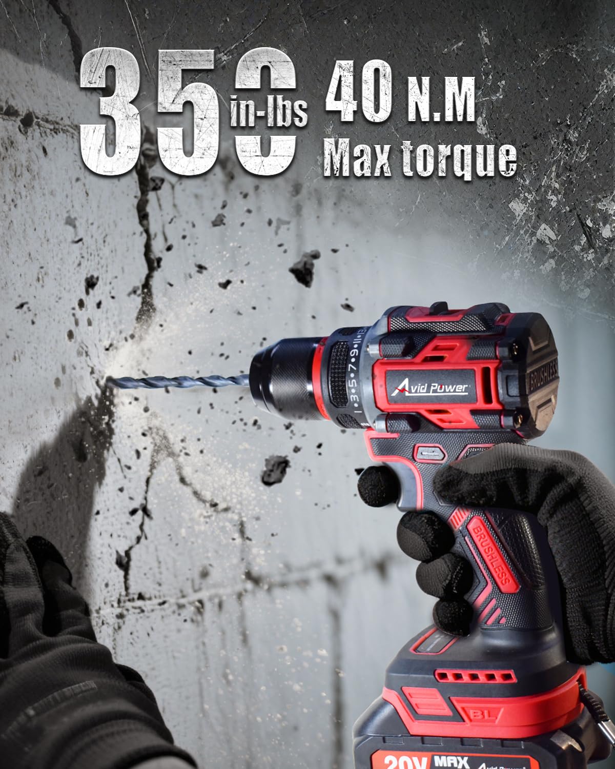 AVID POWER 20V Brushless Cordless Drill Set