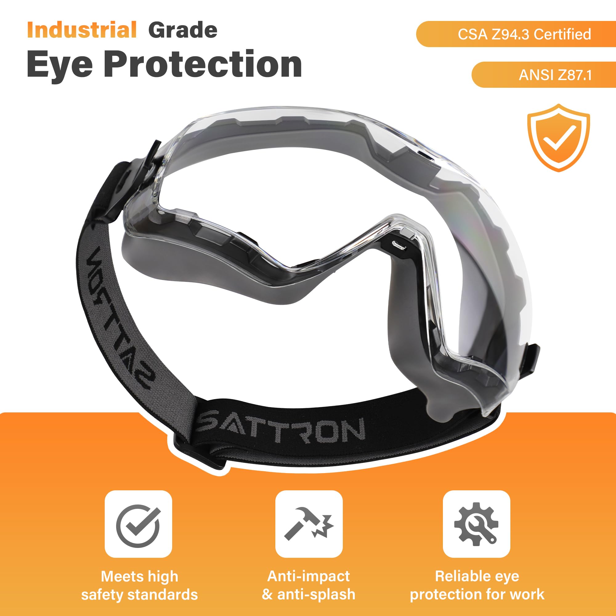 Safety Goggles Over Glasses, Anti Fog ANSI Z87.1 Scratch & Impact Resistance UV Protection
