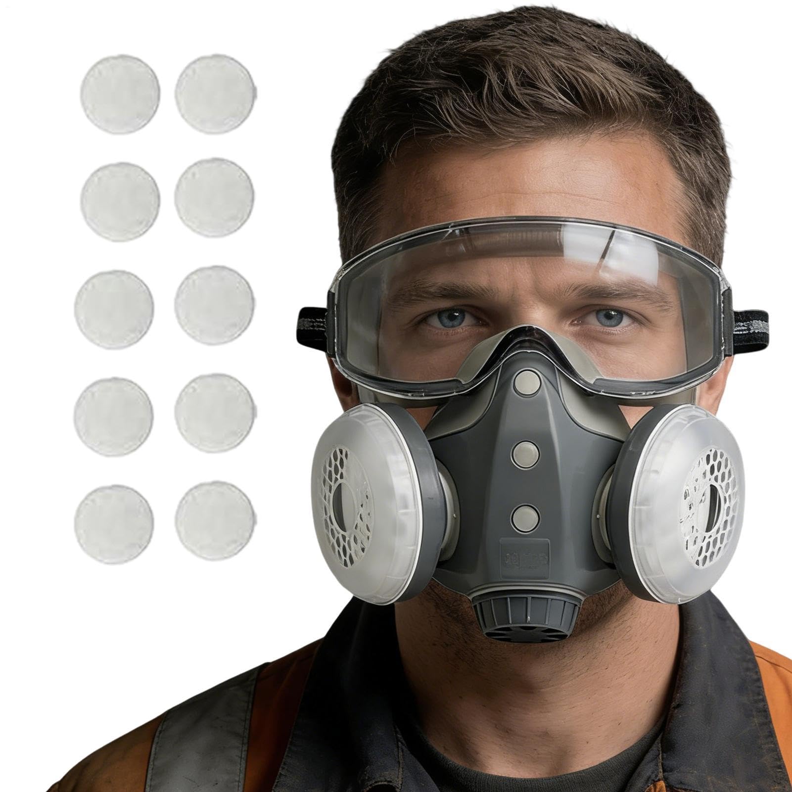 Integrated Full Face Respirator Mask with Goggles