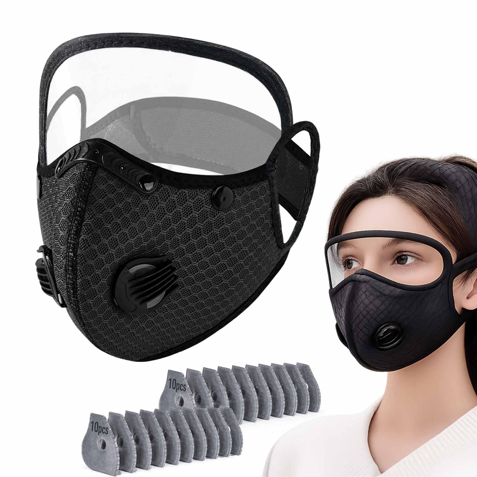 NGCME Reusable Carbon Filter Dust Mask with Eye Protection