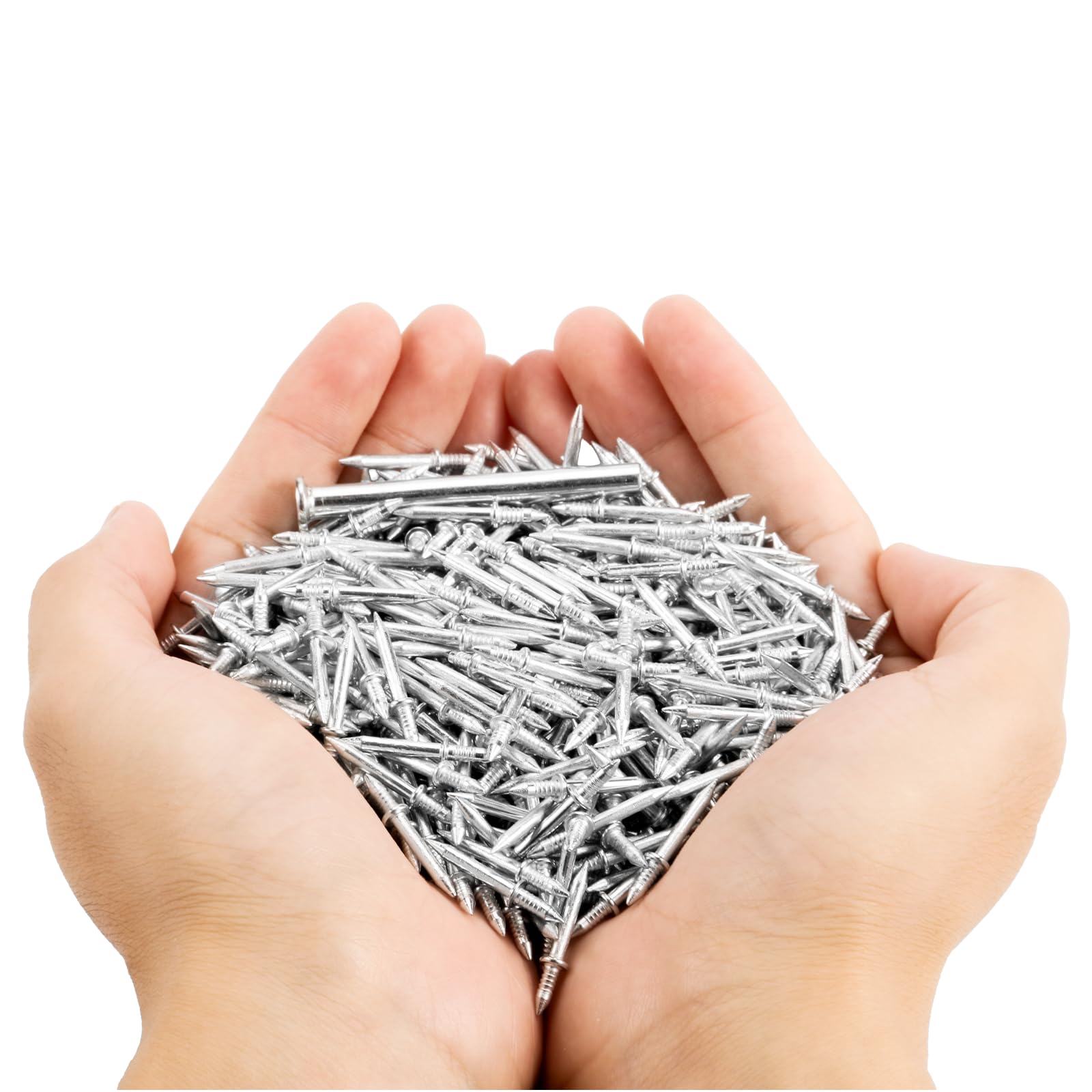 600 pcs Hardware Nails Double-Headed Skirting Nails with 6 Sleeve Tools - Invisible Seamless Baseboard Installation Nails for Trim & Boards, 2-Sided Design (Value Pack)